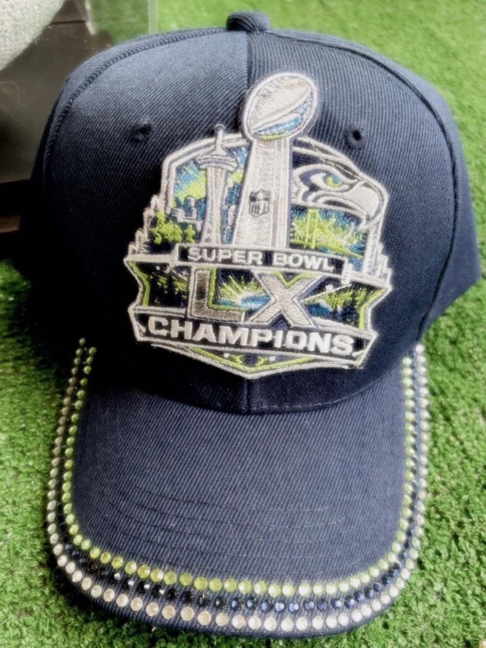 Seahawks Champions Rhinestone Embellished Cap - White or Navy